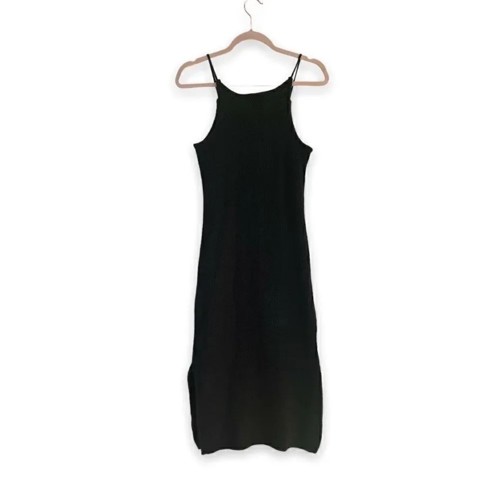 HOUSE OF HARLOW 1960 | Black Crochet Spaghetti Strap Midi Dress (XS)